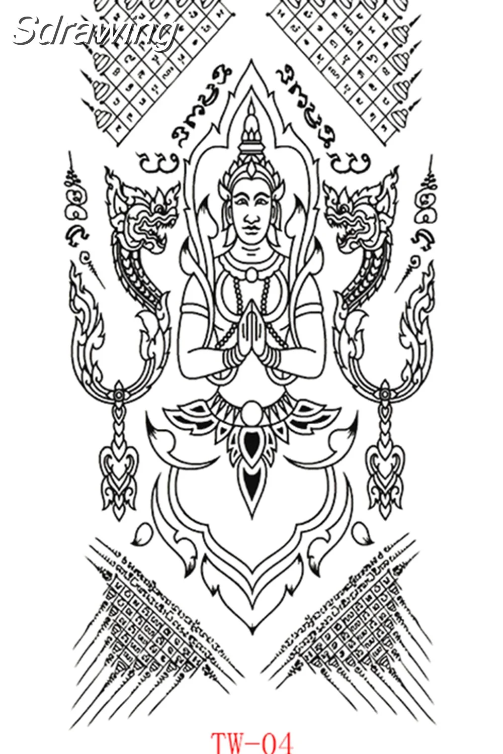 Sdrawing Tattoo Stickers Tiger Thailand Style Men and Women Back Hand and Leg Fake Tattoo