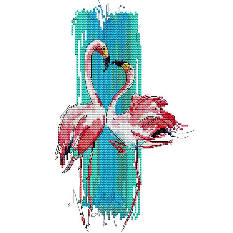 Joy Sunday - Flamingo - 14CT 2 Strands Threads Printed Cross Stitch Kit - 25x33cm(Canvas)