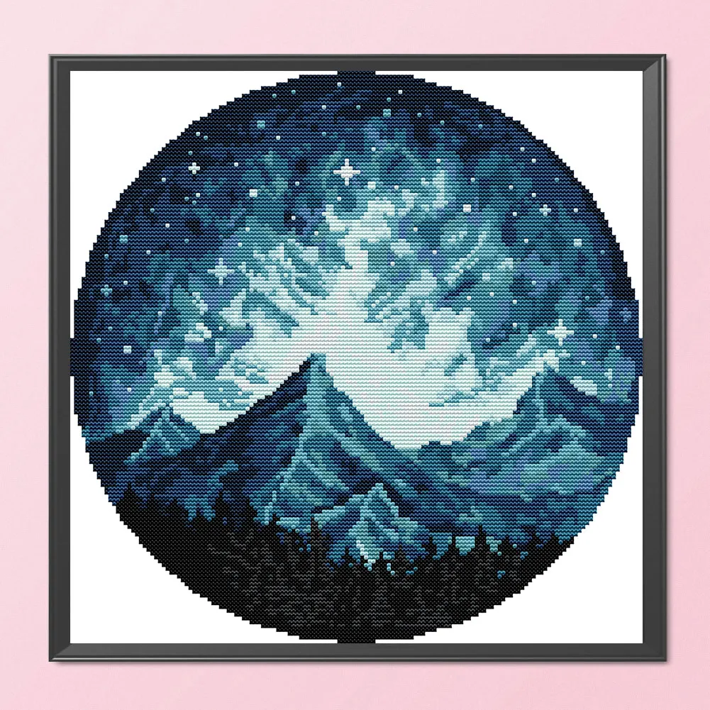 14CT Partial Printed Cross Stitch - Mountain(34*34cm)