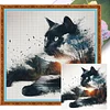 (US Only)Full Embroidery cotton Thread 11CT Printed Cat Cross Stitch Kit Art 40x40cm