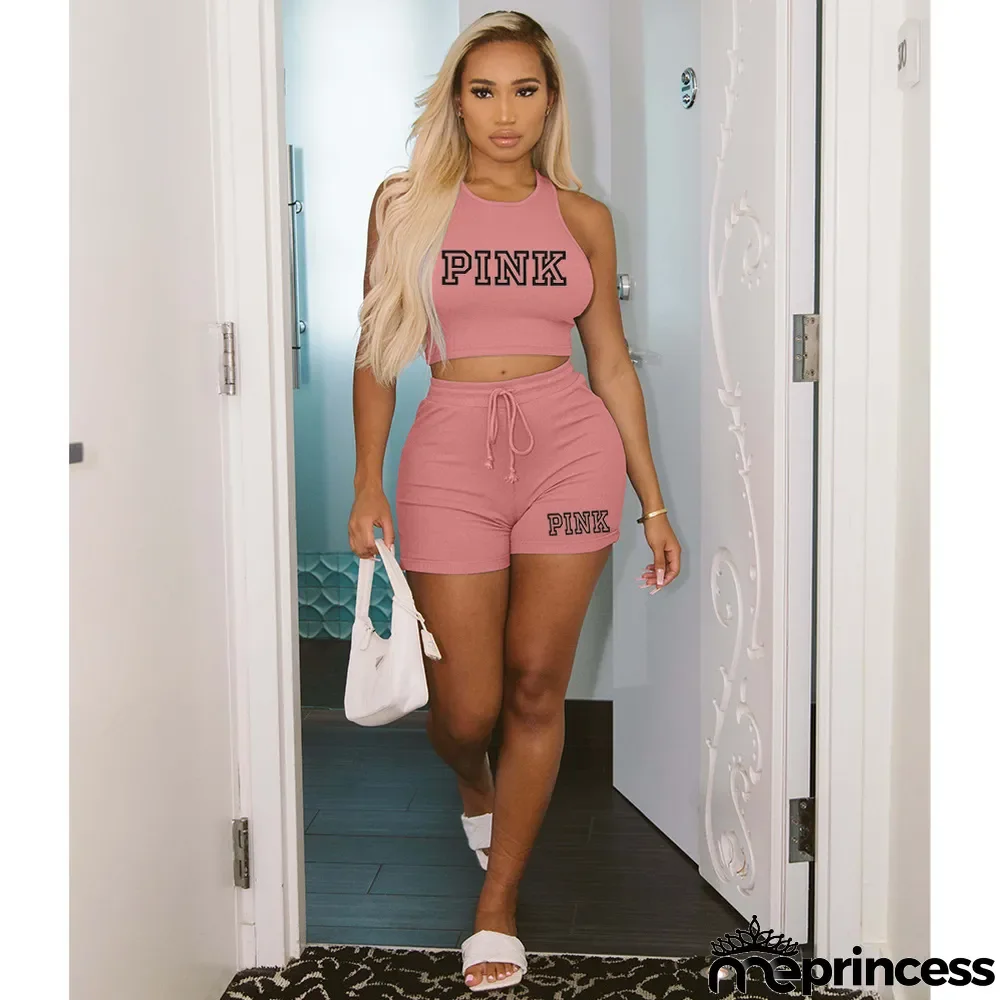 Women'S Tank Shorts Set Ribbed High Stretch Two Piece Tracksuit