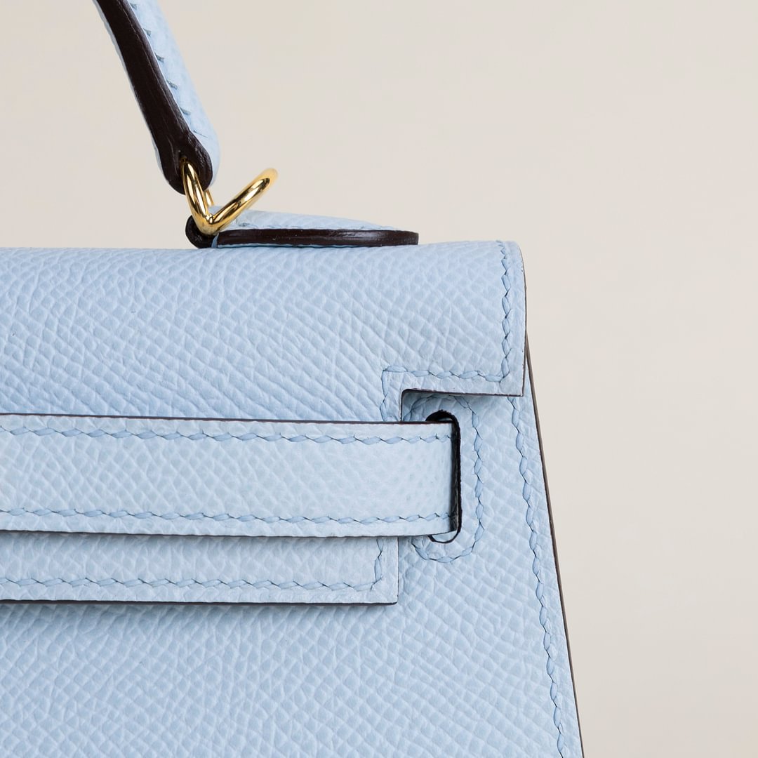 Mini Kelly II Epsom T0 Bleu Brume GHW