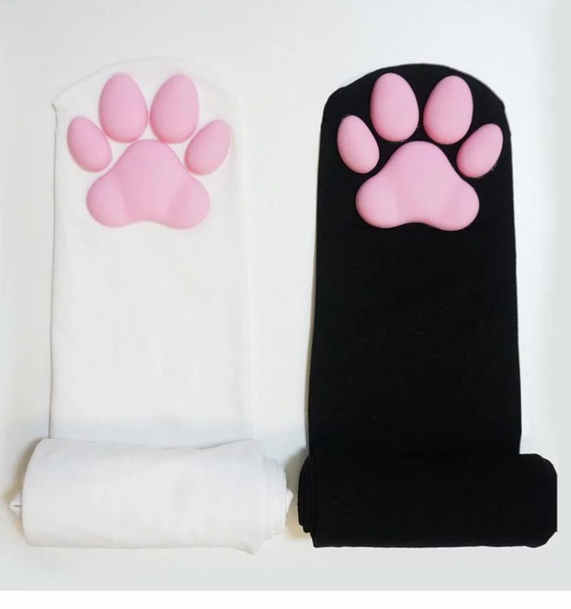 Billionm 3D Kitten Claw Stocking Lolita Soft Cotton Pawpads Anime Cosplay Girl Gift Thigh High Sexy Cute Solid Pink Paws Pad Kawaii Socks