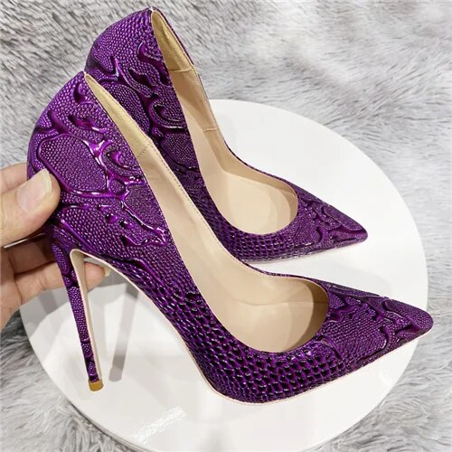 VCshoes Purple Pumps Women Ladies 12cm Stiletto High Heels Ladies Pointed Toe Party Shoes YG068