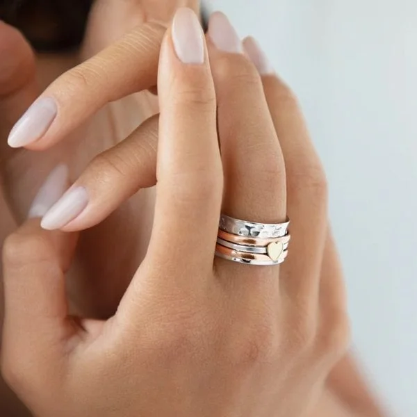 🔥 Last Day Buy 1 Get 1 Free 🎁 Self Love Spinner Heart Ring💖