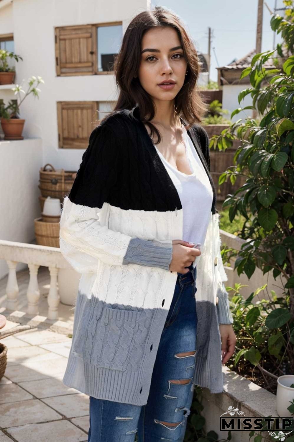 cozy cable knit button front long sleeve cardigan