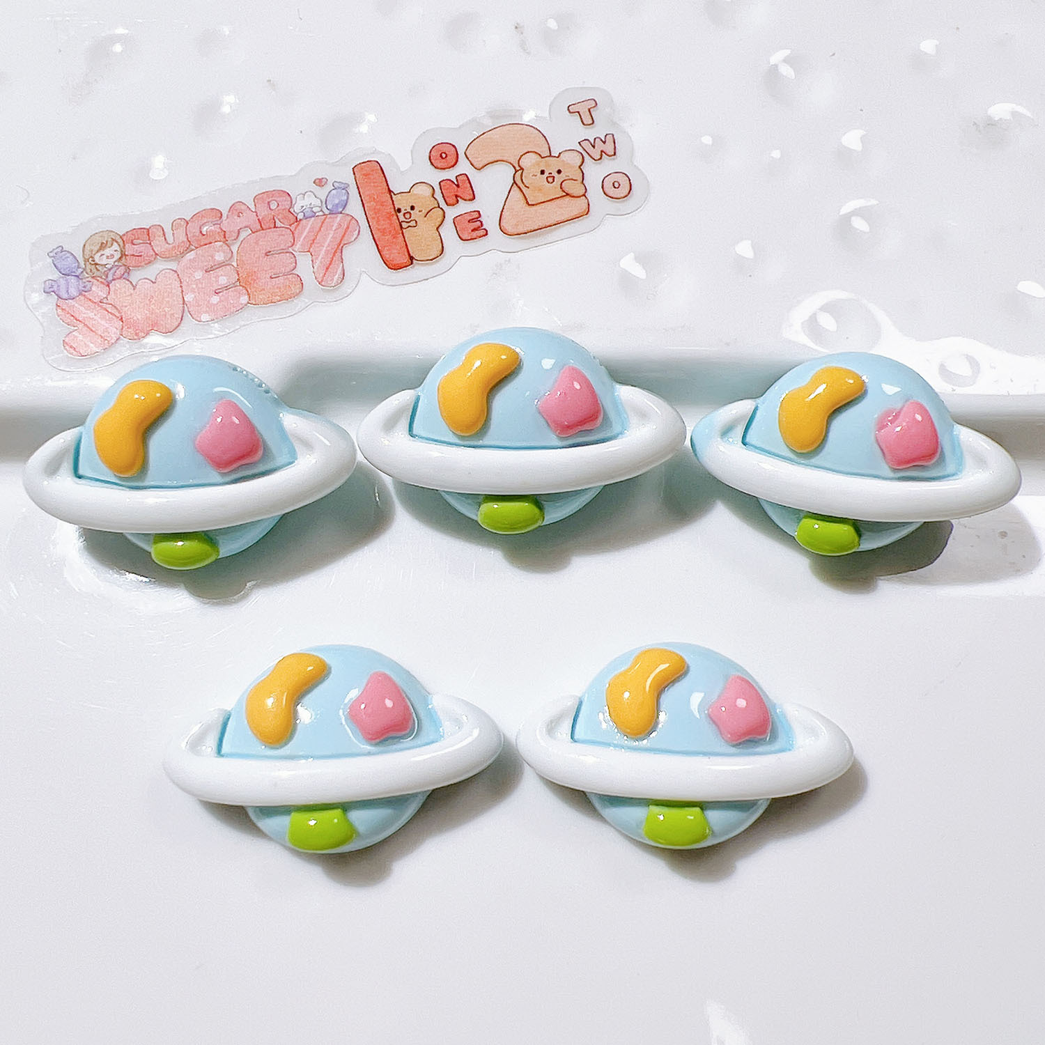 Rocket and Moon Resin Charm Flat