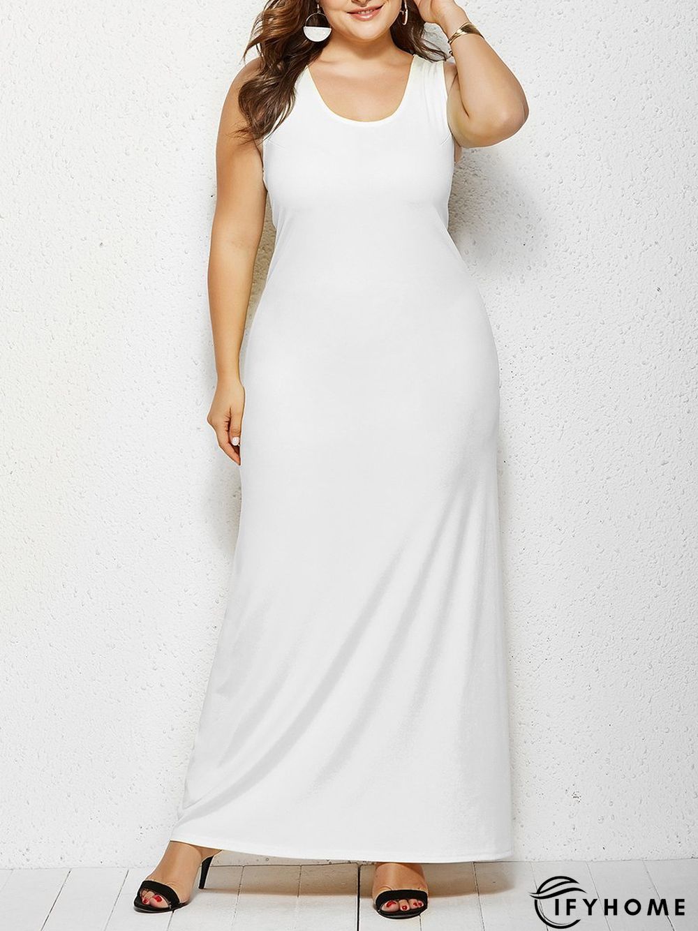 U-Neck Sheath Sleeveless Knitting Dress | IFYHOME