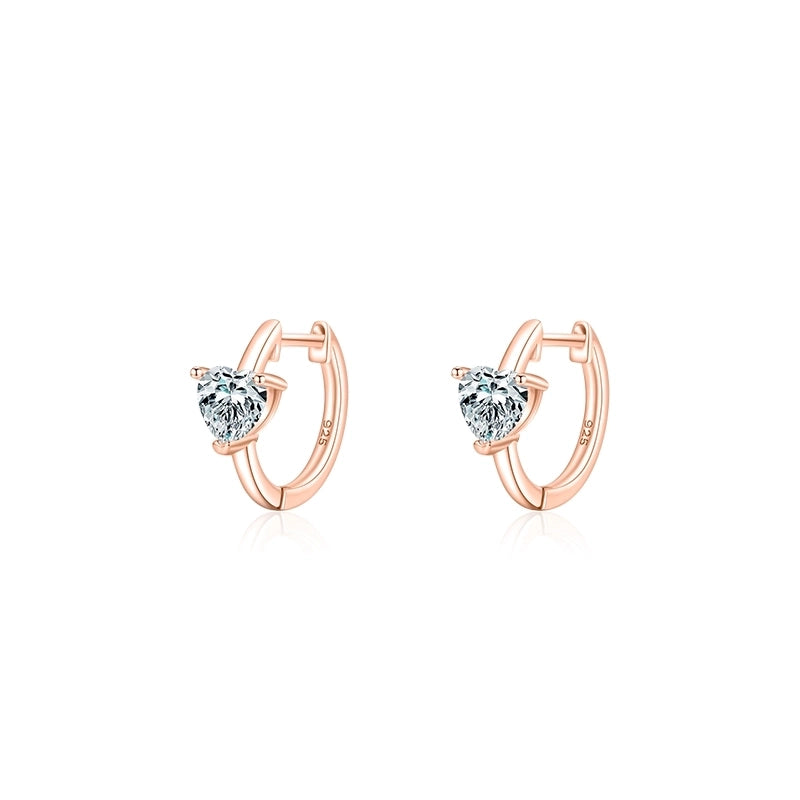 1 Pair 925 Sterling Silver Zircon Heart Shape Earrings