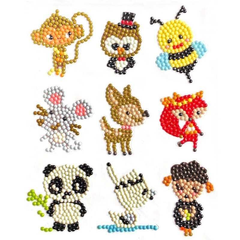 9pcs DIY Children Round Diamond Stickers Full Drill Diamond Painting Kits