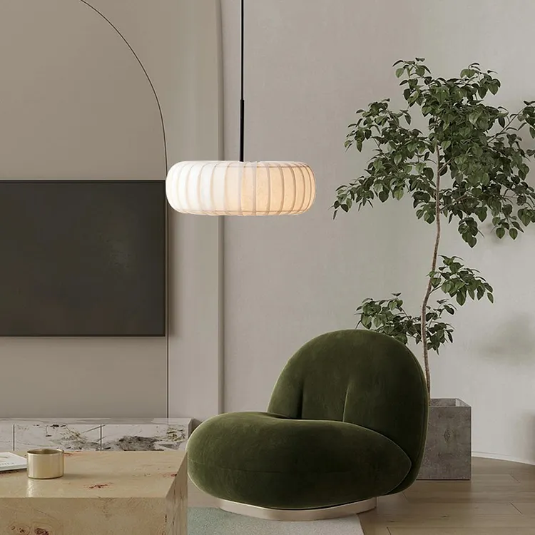 Modern Fabric Drum Pendant Hanging Light