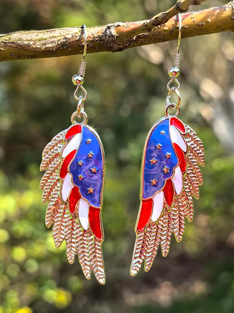 Independence Day Art Tricolor Diamond Shiny Designer Wing Earrings artswardrobe