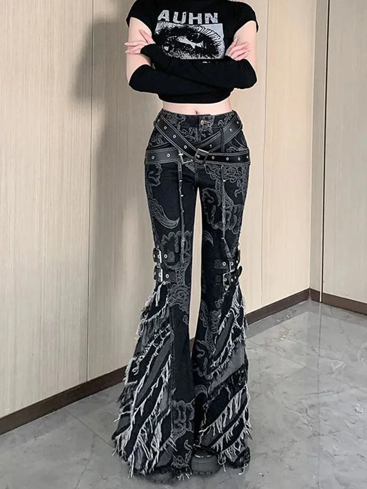 Printing Gothic Flare Slim Pant