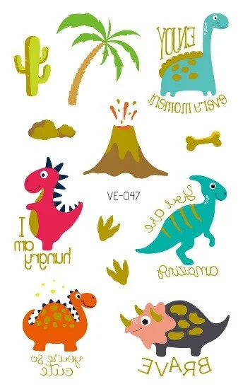 24 kinds Cartoon Dinosaur Bronzing Tattoo Sticker Child Temporary Stickers Body Tatoo for Kids Cute Waterproof Temporary Tattoos