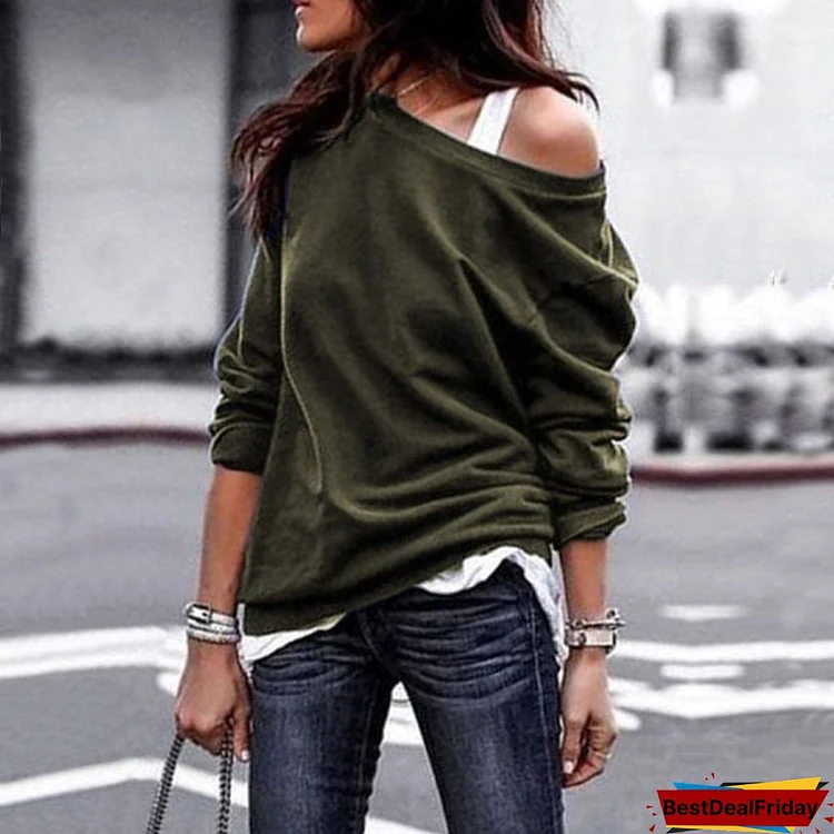 Round Neck Long Sleeve Women's Top Solid Color