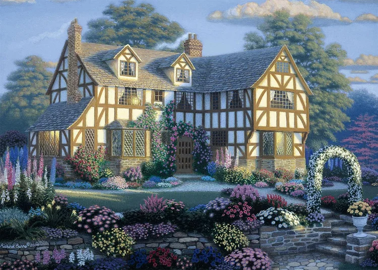 Flower House - Customized AB Drill Diamond Painting gbfke
