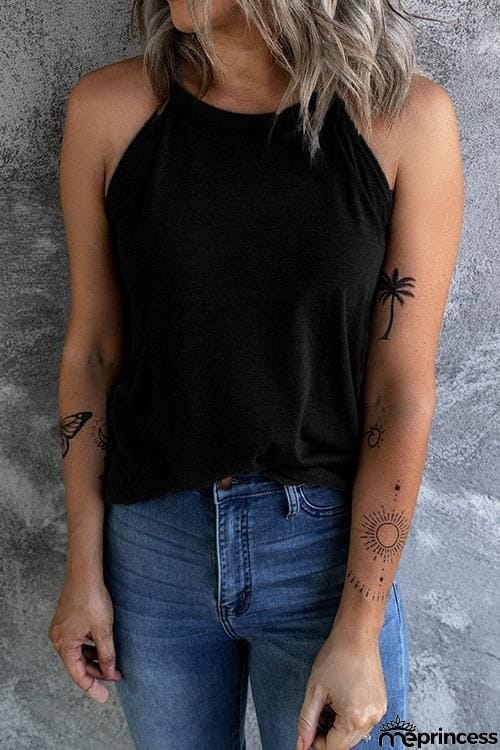 Solid Sleeveless T Shirt