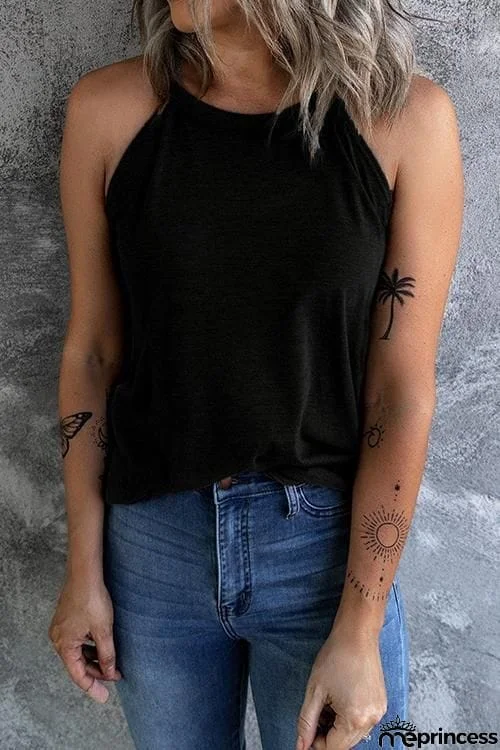 Solid Sleeveless T Shirt