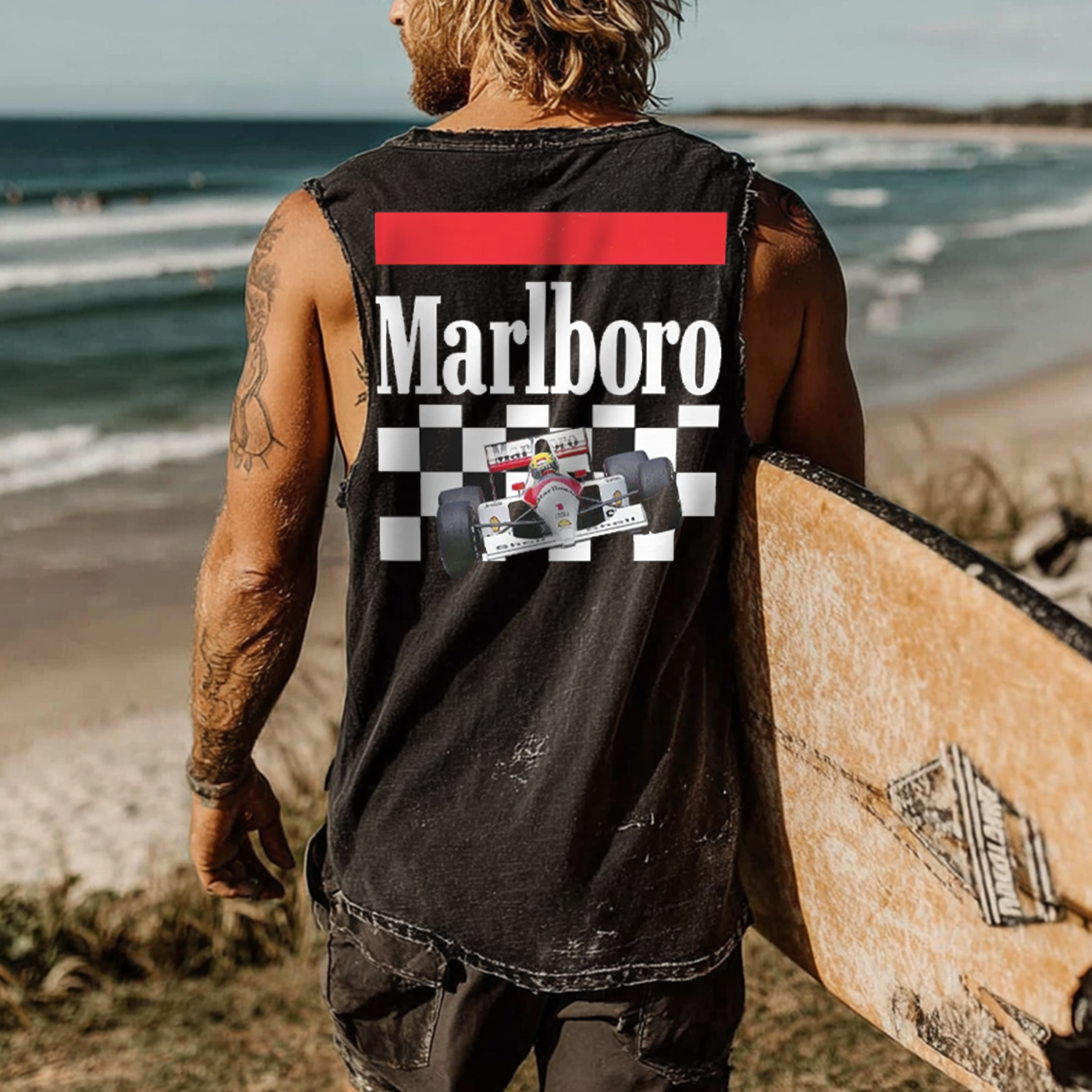 Vintage Racing Resort Print Tank Top / TECHWEAR CLUB / Techwear