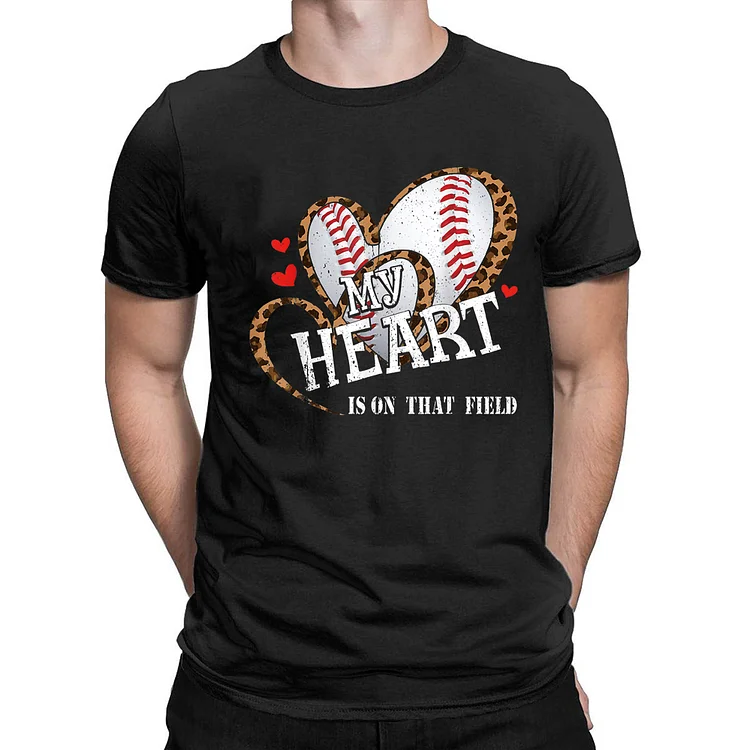 Baseball Heart Mens Short Sleeve Print T-Shirt-012900-Annaletters