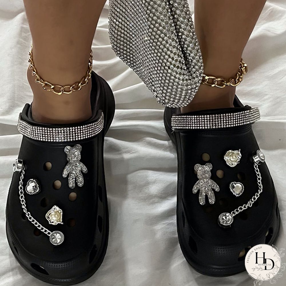 Black Fashion Casual Hollowed Out Patchwork Round Comfortable Shoes