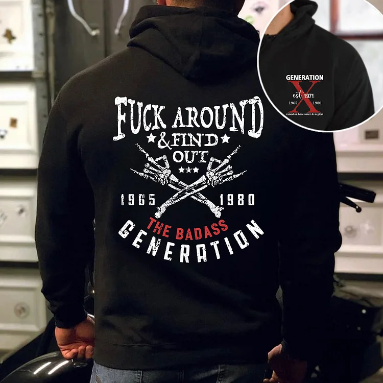 Gen X 'Fuck Around & Find Out' Skull Hand Graphic Hoodie, Generation X T-shirt, Sweatshirt，Custom Year Of Birth Shirt