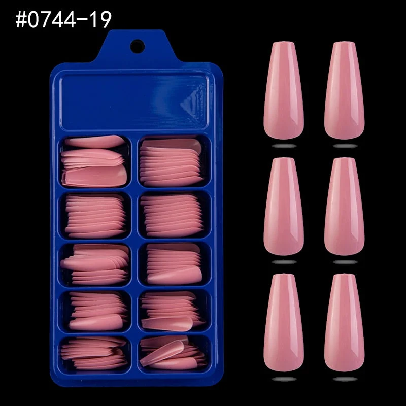 Lamemoria 100/500pcs/opp/box Fake Nails Coffin Nail Tips Press on Nails Natural Clear Long Ballerina DIY False Nail Full Cover-Nail Inspo