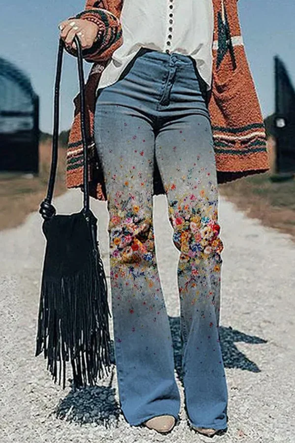 Vintage Floral Print Jeans