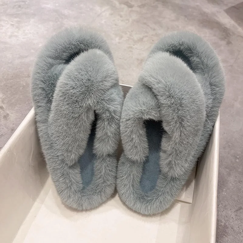 Summer Fluffy Raccoon Fur Slippers Shoes Women Real Fox Flip Flop Flat Furry Slides Outdoor Sandals Amazing Indoor Ytmtloy