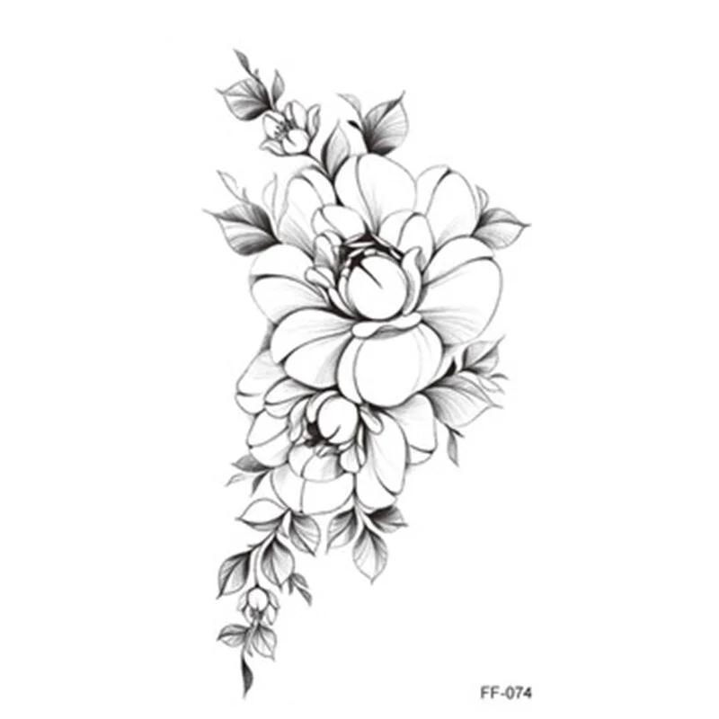 1 Pcs Women Body Chest Art Temporary Tattoo Sticker Big Large Fake Tattoo Sticker Purple Rose Flower Girl Waist Bracelet Tattoos