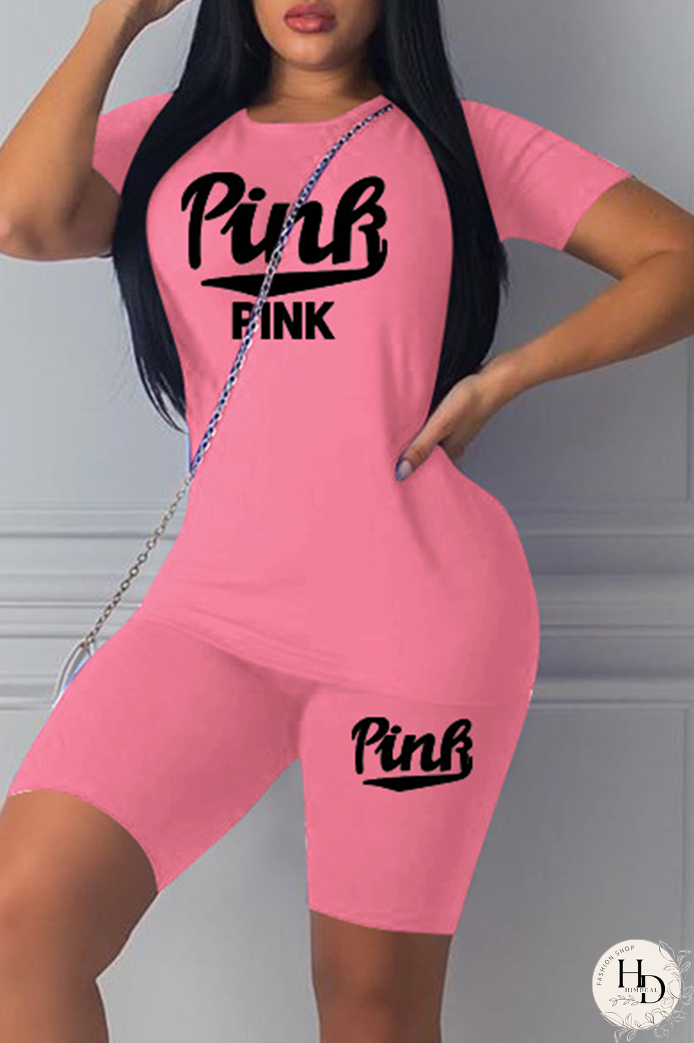 Black Sexy Print Patchwork O Neck Short Sleeve Two Pieces