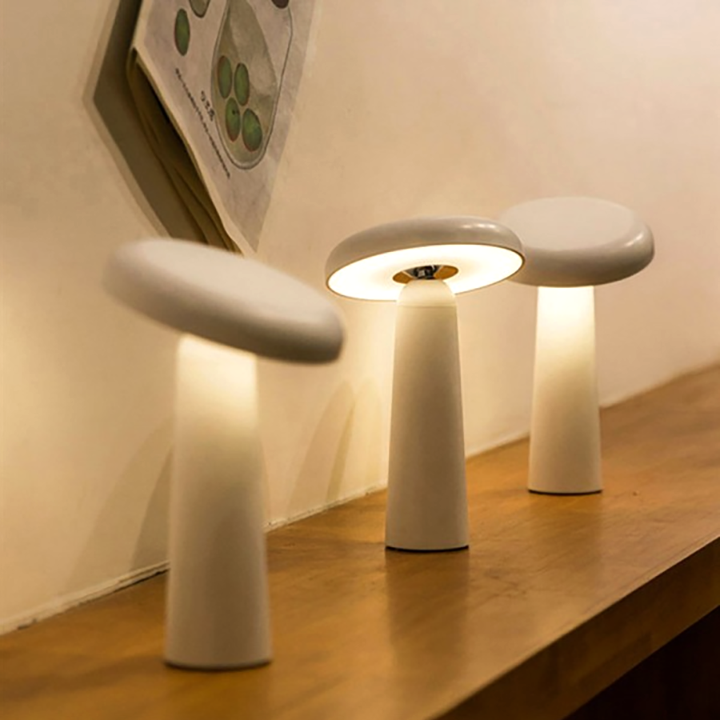Mushroom LED Table Lamp - Tiltable Lampshade & Stepless Dimmable Touch Control Night Light CSTWIRE