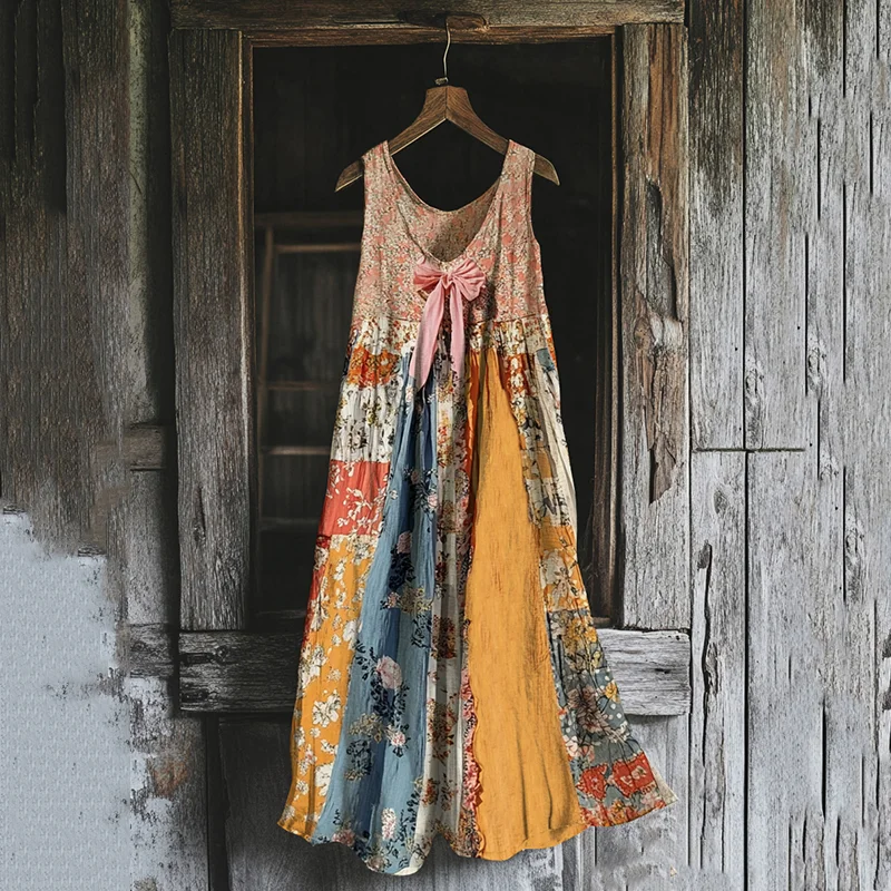 Women's Fashion Elegant Butterfly Floral Patch Dress