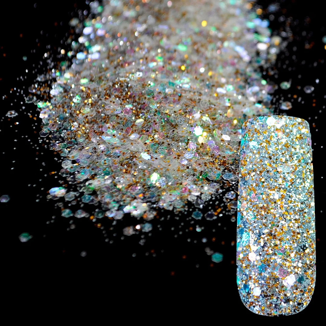 Snow White Glitter Nail Art Tool DIY Glitter Mix Manicure 3D Powder Small Pentagon Sequins Nail Supplies Decoration 270-Nail Inspo