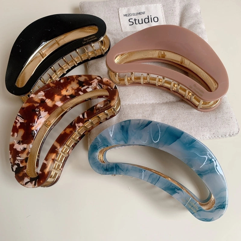 Elegant Minimalist Women’s Color Block Moon Acetic Acid Sheets Hair Claws