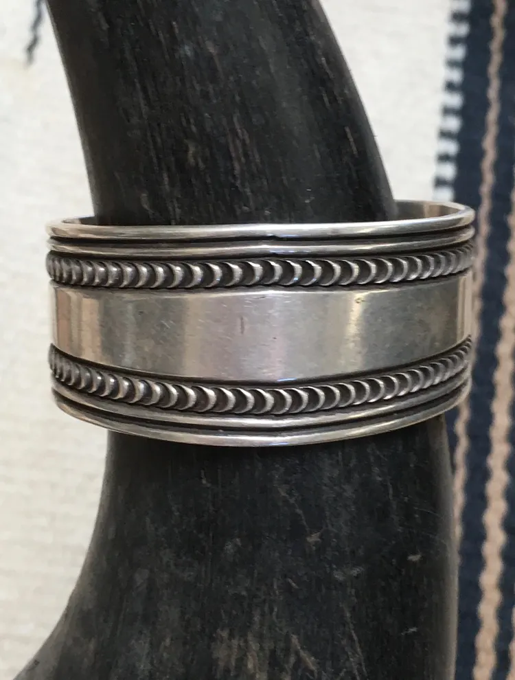 Signed Navajo Sterling Silver Cuff Bracelet