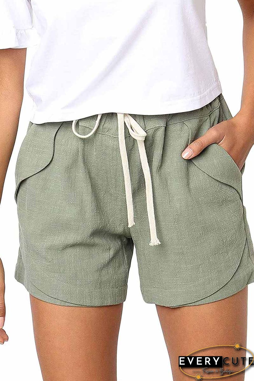 Adjustable Waist Cotton Casual Shorts