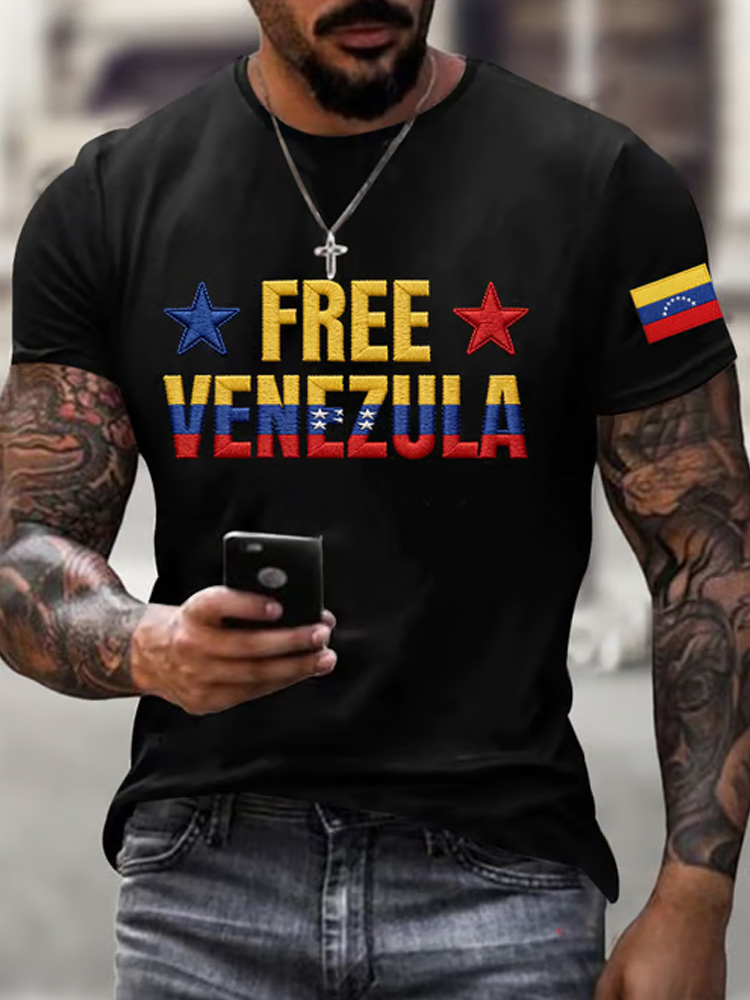 Men's Retro Venezuela Freedom Print T-shirt artswardrobe