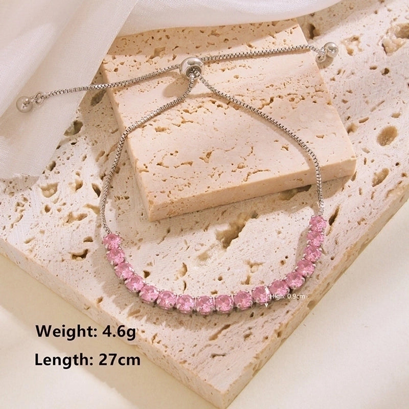 304 Stainless Steel Elegant Lady Inlay Circle Artificial Crystal Rhinestones Bracelets