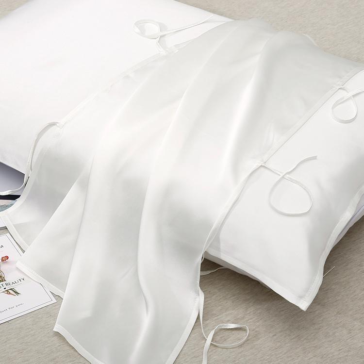 19 Momme Lace-up Travel Silk Pillowcase White