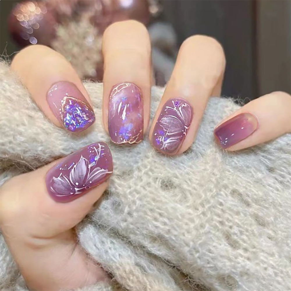Hxtrovert Waterproof Valentine's Day French Fake Nails Wearable Manicure Square Head False Nail Full Cover Press on Nails Women