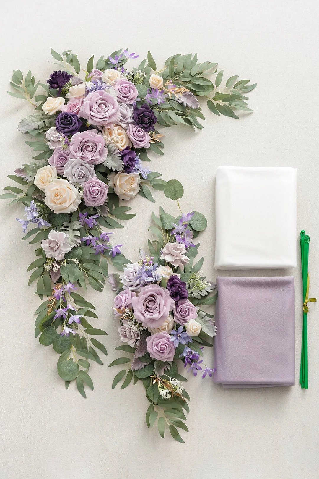 Flower Arch Decor with Drapes in Lilac & Gold