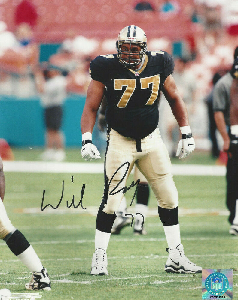 New Orleans HOF'er  Willie Roaf autographed 8x10 action color  Photo Poster painting