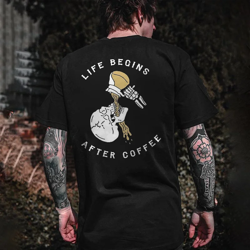 Life Begins After Coffee Printed Men's T-shirt -  