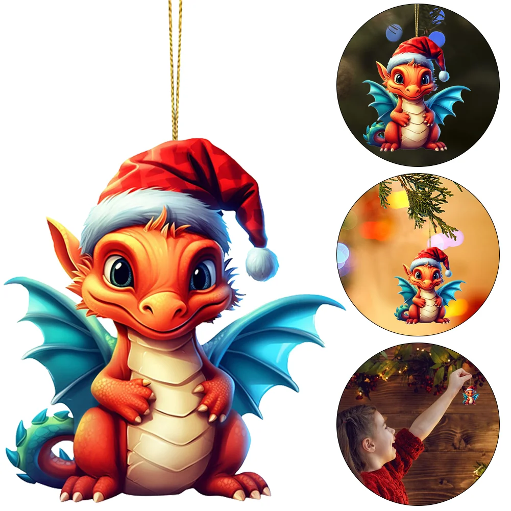 Statue Of Baby Dragon Acrylic Handmake Dinosaur Figurines Cartoon (Orange)