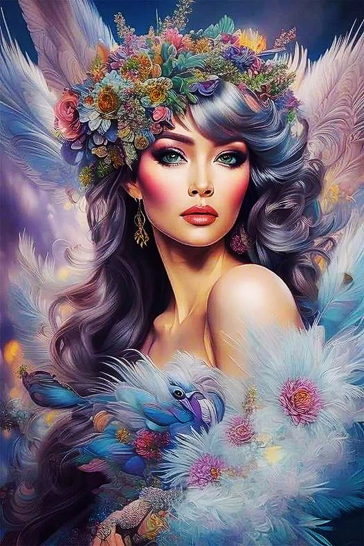  Flower Beauty 40*60CM (Canvas)AB Round Drill Diamond Painting gbfke