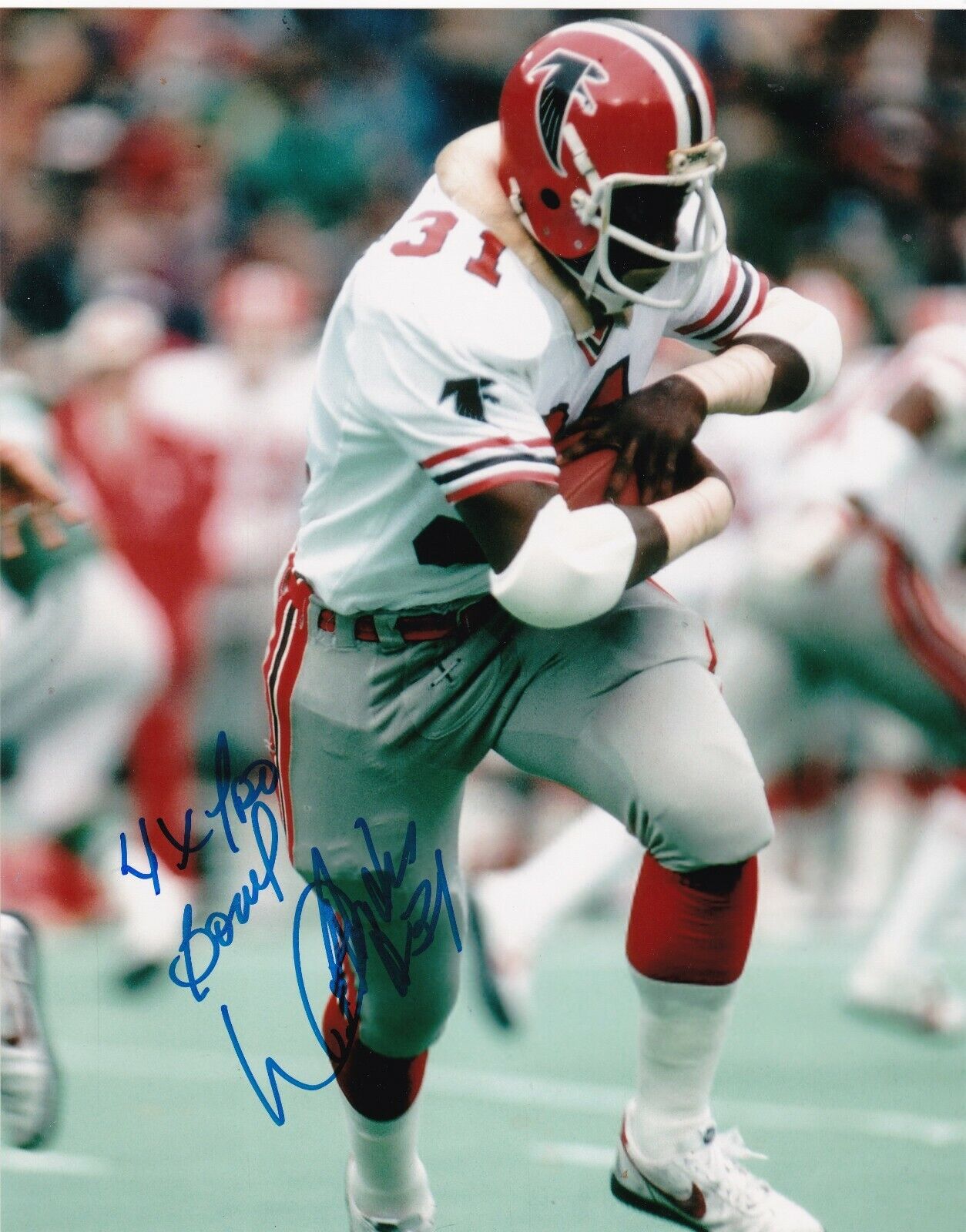 WILLIAM ANDREWS ATLANTA FALCONS 4 X PRO BOWL ACTION SIGNED 8x10 Photo Poster painting