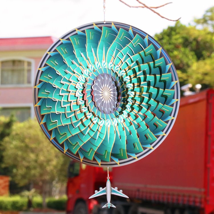 Colorful Garden 3D Geometric Metal Wind Chime, And One Airplane.