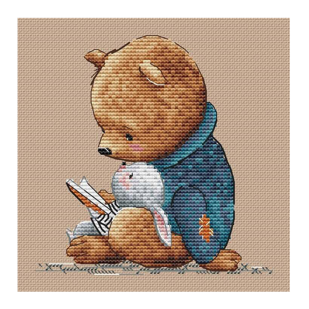 

Bear Rabbit - 11CT Stamped Cross Stitch - 40*40CM, 501 Original