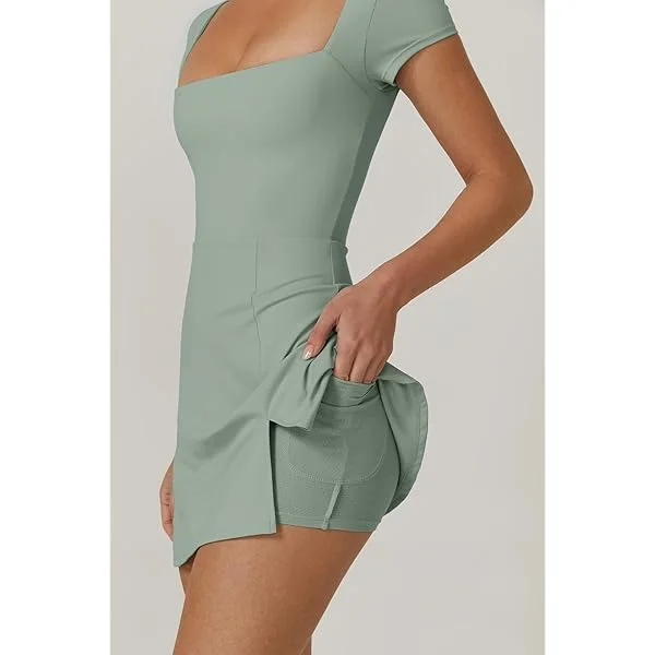 green emerald velvet dress Women's 2-Piece Exercise Dress Set main image 1